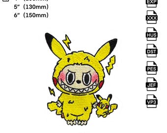 Archivo de bordado Labubu del disfraz de Pikachu