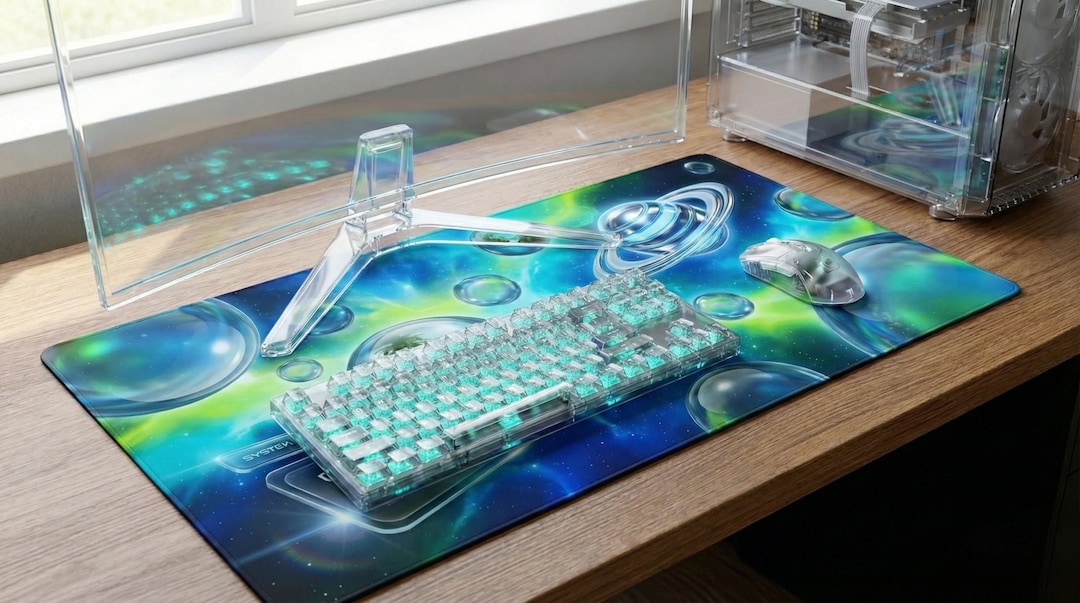 Frutiger Nova Space Desk Mat | XXL Extended Gaming Mousepad (16"x32") | Bubble Horizon Glossy Deep Space Aesthetic Setup Decor - Etsy
