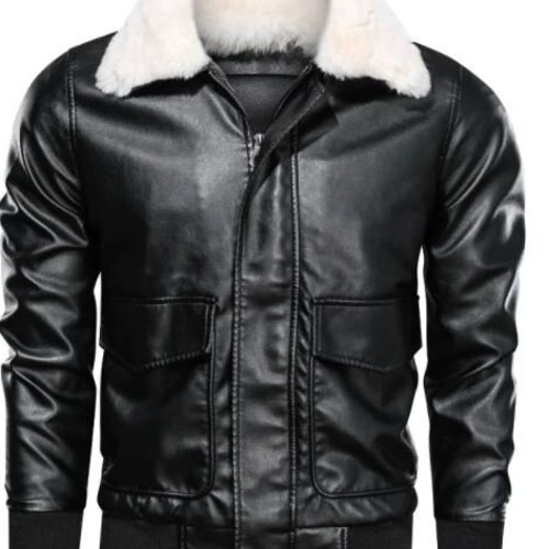 Leather Faux Fur Windproof Warm Jacket For Men, Bomber Leather Jacket, Genuine Sheep Leather , Black And Brown 2024 Leather Fur Jacket