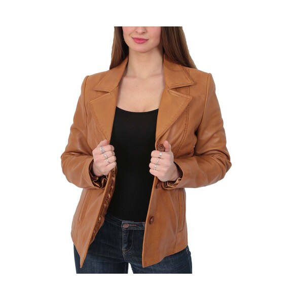 Sheep Leather Brown Blazer for Women, Fitted Blazer Coat for Women, Button Closure Warm Soft Leather Coat, Fitted Blazer Leather Jacket