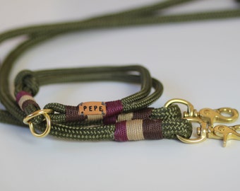 Set "olive" made of leash and collar | Dog collar | Tauleine | Dog leash | individual