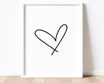 Herz Design, Valentinstag Herz, Liebe, digitaler Download, Druck, JPG, minimalistisches Kunstwerk, Mädchenzimmer Dekor, Kinderzimmer Druck, Wandkunst