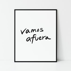 Vamos Afuera, Spanish Saying, Let's Go Outside, Adventure, Travel, Minimalist Artwork, Children Room, Nursery, Digital Download, Print, JPG image 2