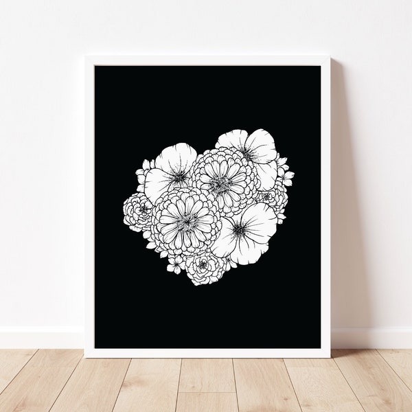 Pop of Flowers, Flower Power, Children's Artwork, Minimalist Design, JPG, Digital Download, Print, Nursery Art, Girl's Room, Instant Print