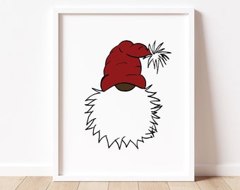 Santa Set, Christmas Gnomes, Holiday, Children's Art, Wall Art, Minimalist Design, Party Printable, Digital Download, JPG