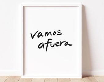 Vamos Afuera, spanischer Spruch, Lass uns nach draußen gehen, Abenteuer, Reisen, minimalistisches Kunstwerk, Kinderzimmer, digitaler Download, Print, JPG