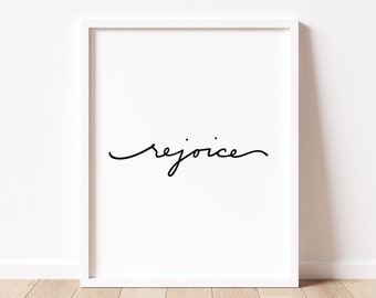 Rejoice, religiös, minimalistische Kunst, christliches Kunstwerk, Weihnachtsdekor, Party Print, Urlaub, Wandkunst, Eingang, digitaler Download, Druck