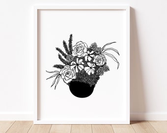 Blumen, Blumen Kunstdruck, Party Print, Mädchenzimmer, Babyzimmer Dekor, Kinderzimmer druckbar, Wandkunst, minimalistisches Kunstwerk, Sofort Download, JPG