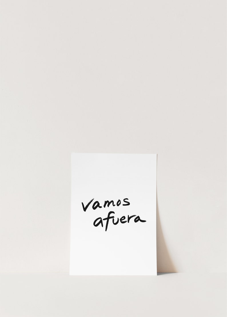 Vamos Afuera, Spanish Saying, Let's Go Outside, Adventure, Travel, Minimalist Artwork, Children Room, Nursery, Digital Download, Print, JPG image 3