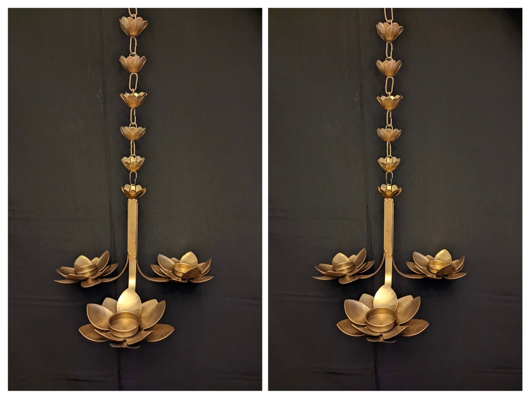 Limited Time Offer Set2piece Hanging Tealight Holder Lotus Shaped Gold ...