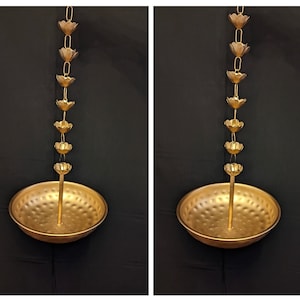 Diwali Sale!! Set(2 piece) of Hanging bowls for decor, outdoor, pooja items, hindu wedding, housewarming, urli in gold color