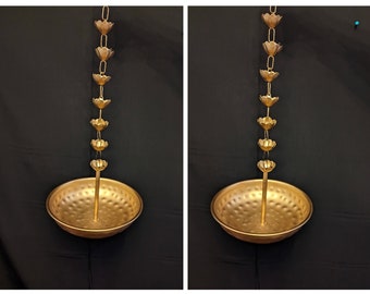 Diwali Sale!! Set(2 piece) of Hanging bowls for decor, outdoor, pooja items, hindu wedding, housewarming, urli in gold color