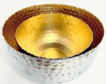 Clearance Sale!! Set of 2 Decorative bowls silver gold finish, home decor,Urli,centerpieces, table decoration for living room/party/wedding