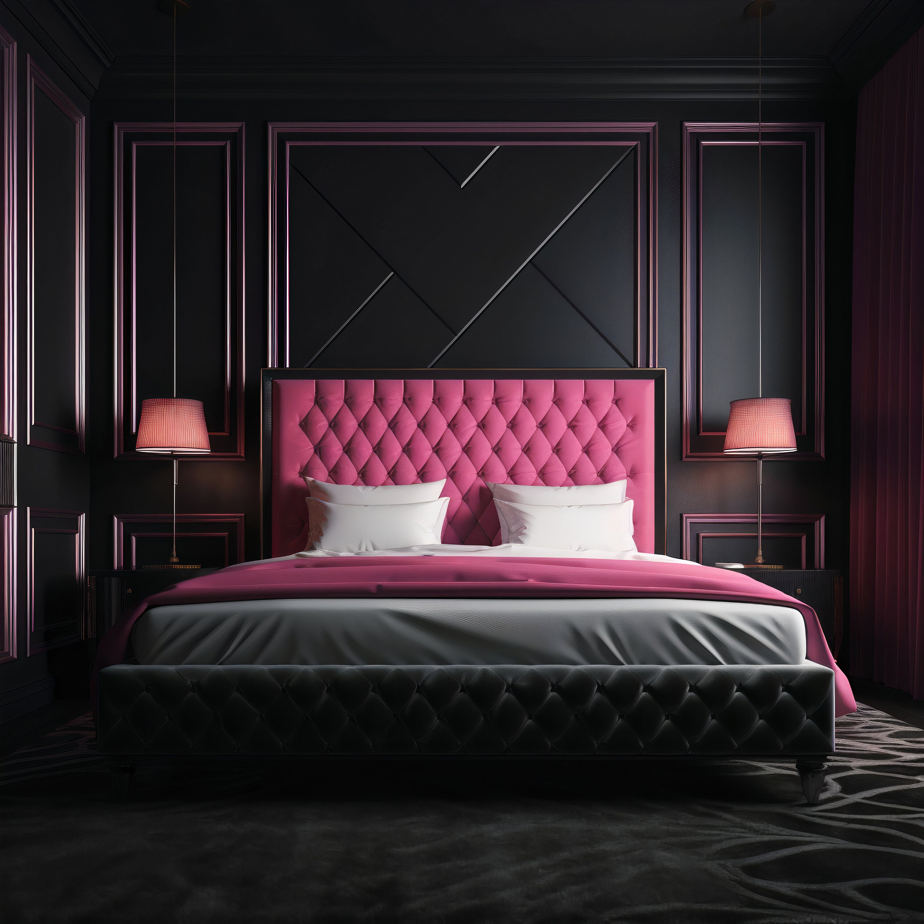 Stylish Bedroom Set Background Red, Blue, Pink, Gray and Powder Pink Etsy