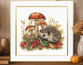 Kit de punto de cruz "Erizo de otoño" sobre Aida blanca, VDV Woodland Design