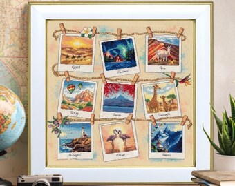 Kit de punto de cruz Memory Sampler con patrón fotográfico de viajes y escenas del mundo para bordar (VDV)