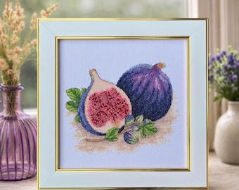 Kit de punto de cruz de higos sobre tela Aida blanca, kit de bordado para decoración de cocina moderna.