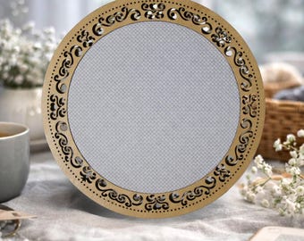 Base redonda para punto de cruz con tela, bastidor de madera para exhibición de manualidades, bordado artesanal