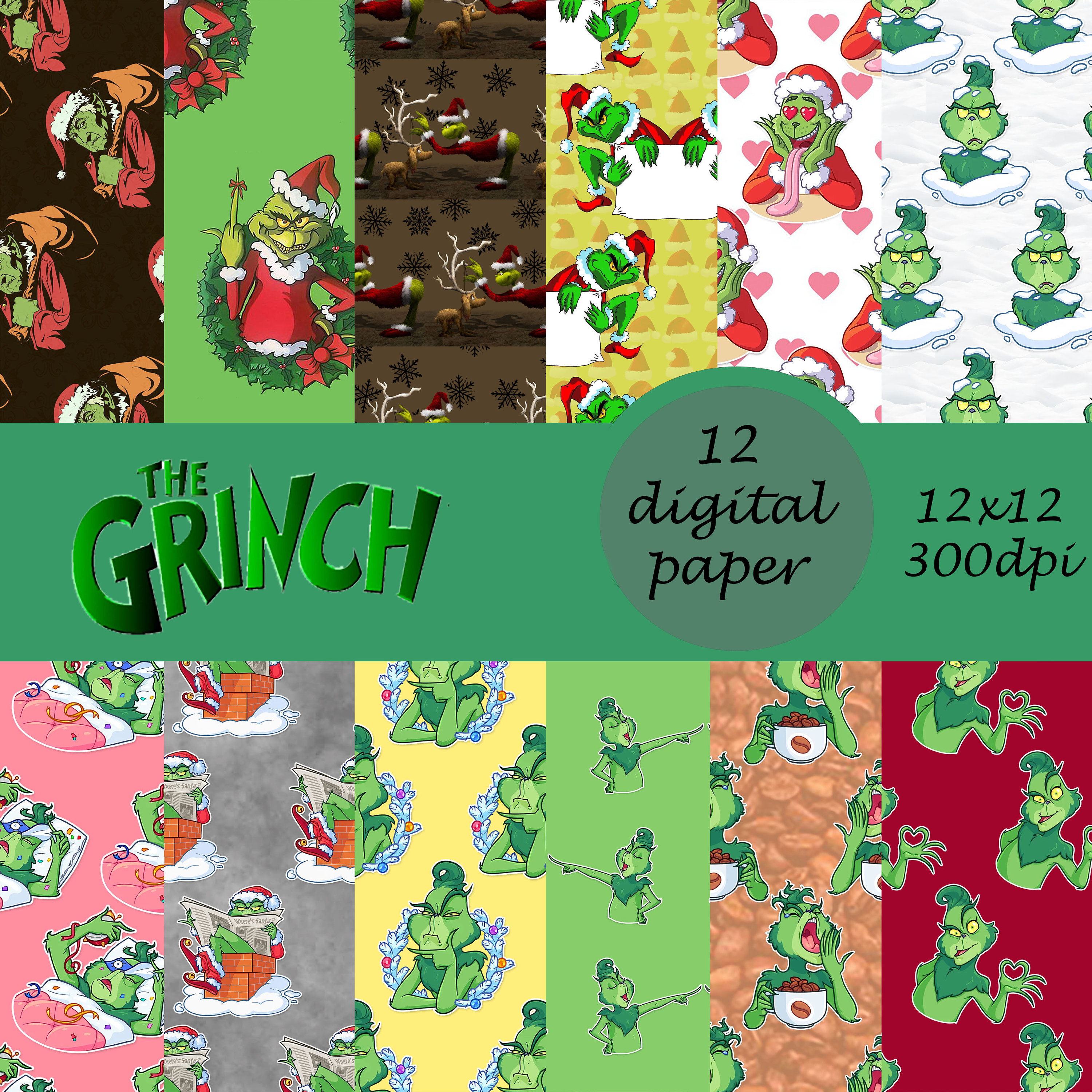 Grinch Seamless Paper Seamless File Grinch Paper Crinch | Etsy