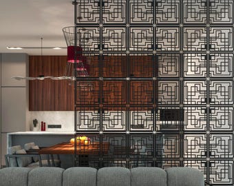 Hanging Room Divider, Decorative Wooden Panels for Privacy Screen in Apartment, Wall Partition