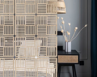 Wood Room Divider, Hanging Screens, Privacy Partition, Wooden Decorative Panels, Modular Wall Divider, Room Separator