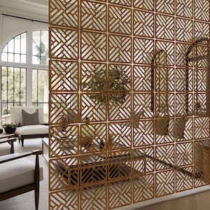 Wooden room divider, Living room screen, Suspended Wood Panel Dividers, Hanging Room Divider, Modular Wall Panels, Privacy Partition