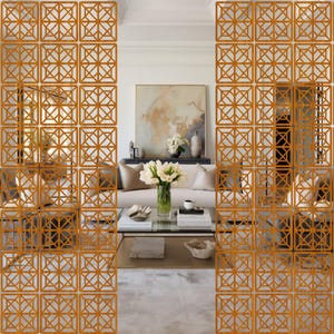 Suspended Room Divider, Modular Wall Panels Screen, Hanging Privacy Partition, Wooden Decorative Panels, Room Separator, Wall Divider