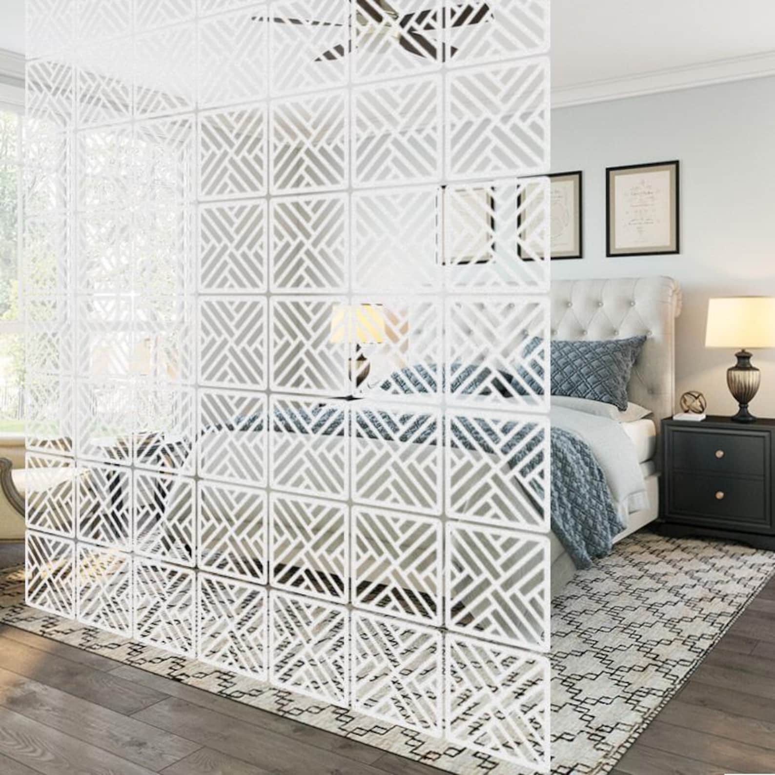 Wooden Room Divider, Living Room Screen, Suspended Wood Panel Dividers ...