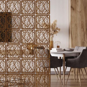 Suspended Room Dividers, Hanging Wall Partition, Wooden Decorative Panels, Privacy screen, Room Separator, Wood Restaurant Partition