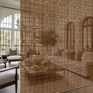 Room Divider, Wall Hanging for privacy in apartment, Wooden Separating Screen, Room Separator, Suspended Panel Divider, Modular Wall Panels