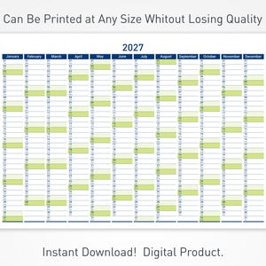 2027 Printable Wall Planner with Minimalist Design, Large Wall Calendar for Office and School image 10