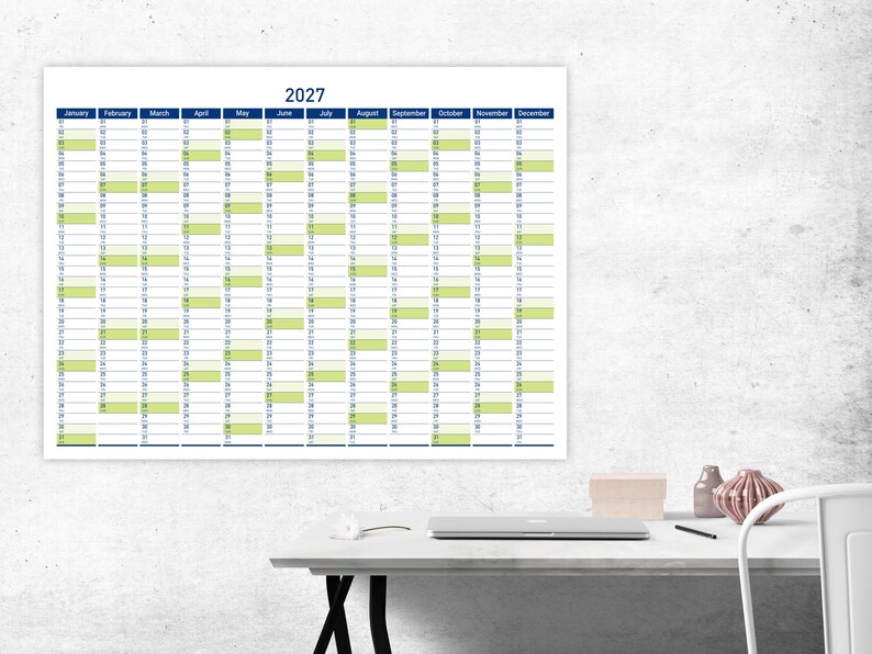2027 Printable Wall Planner with Minimalist Design, Large Wall Calendar for Office and School image 6