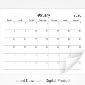 2026 Printable Desk Calendar | Minimalist Calendar | Monthly Planner | Student Organizer image 2