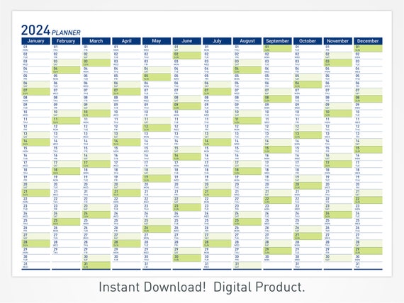 2024 Calendar, 2024 Large Wall Calendar, 2024 Printable Calendar, 2024  Planner, Large Printable Vertical Calendar, Office Planner 