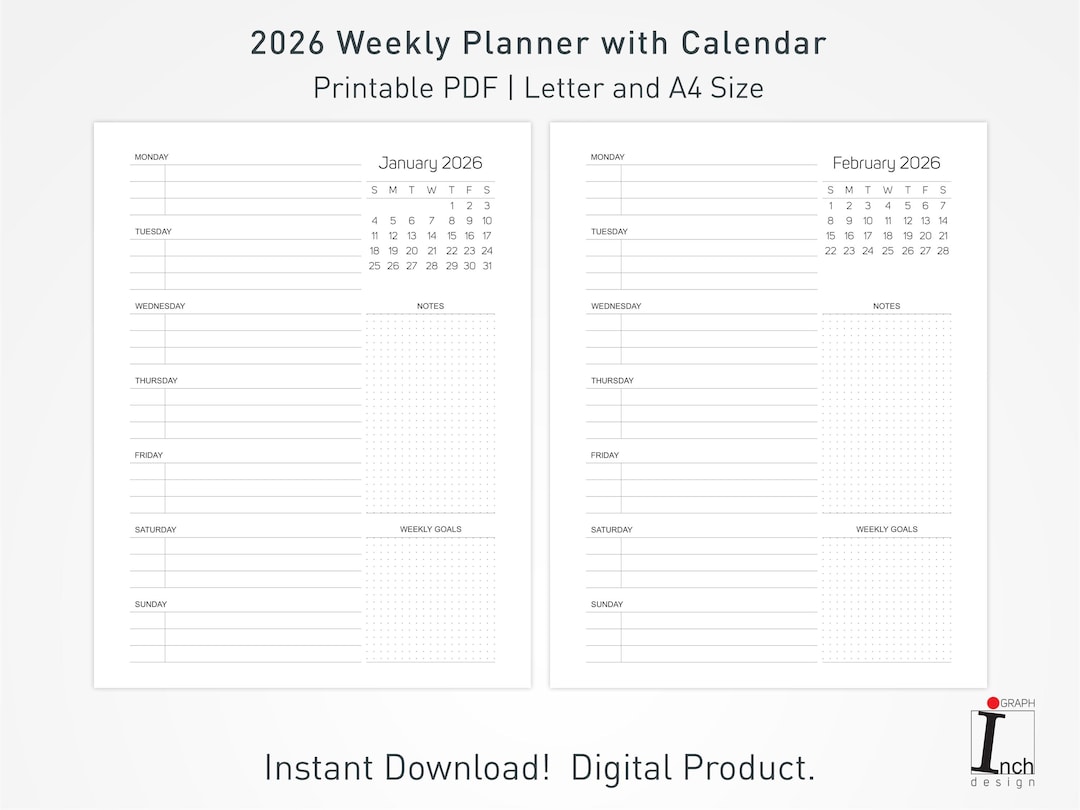 2026 Weekly Planner Printable: Daily Schedule Organizer - Etsy
