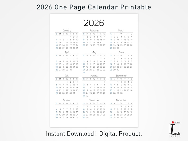 2026 Printable Calendar | Minimalist Calendar | One Page Calendar for Wall image 1
