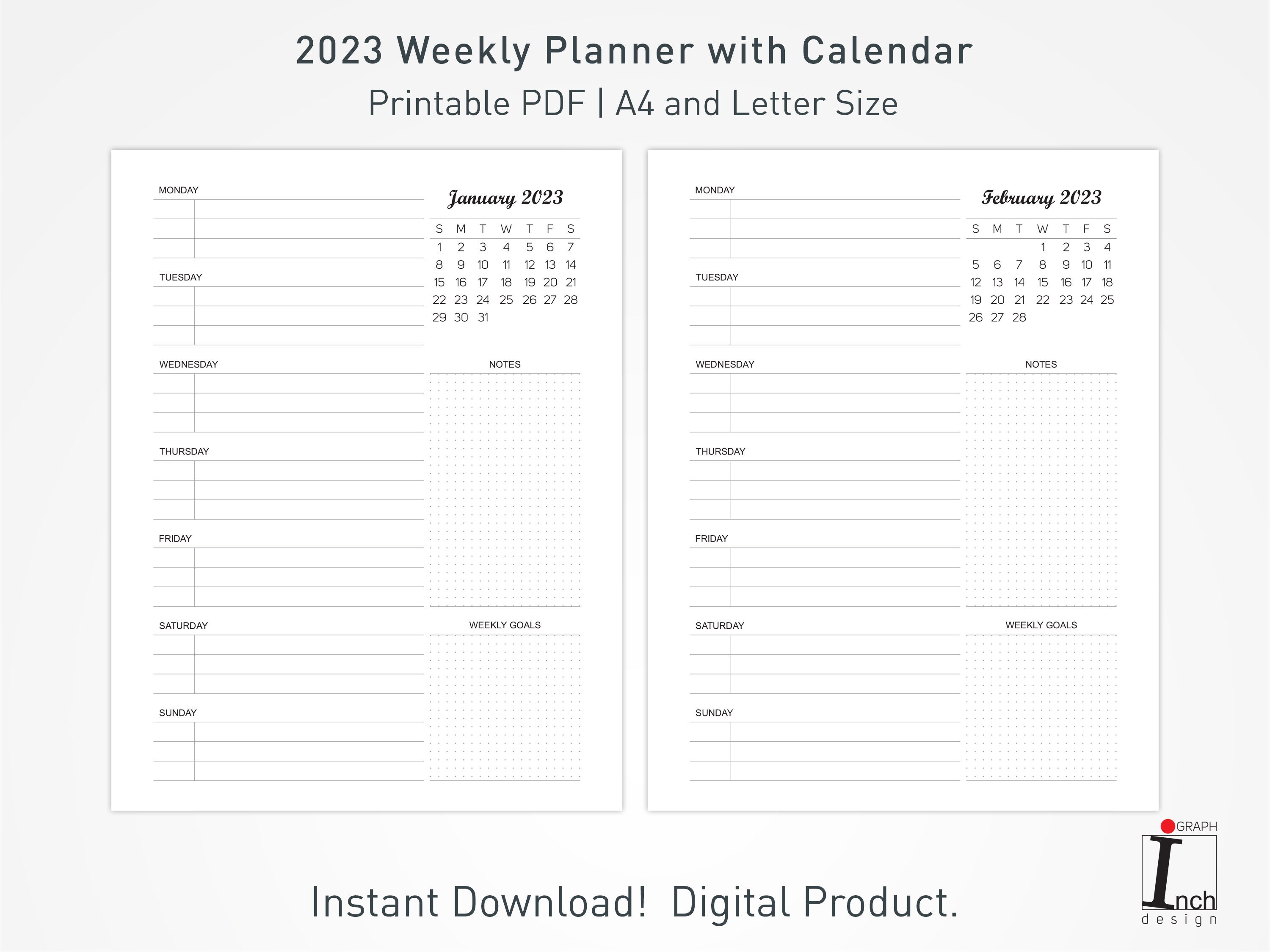 Weekly Planner With 2023 Calendar Printable Planner and - Etsy