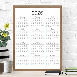 2026 Printable Calendar | Minimalist Calendar | One Page Calendar for Wall image 4
