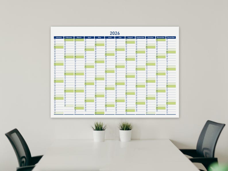 2026 Printable Wall Planner with Minimalist Design, Large Wall Calendar for Office and School image 7