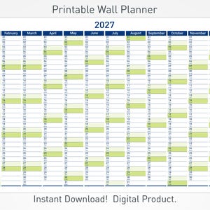 2027 Printable Wall Planner with Minimalist Design, Large Wall Calendar for Office and School image 1