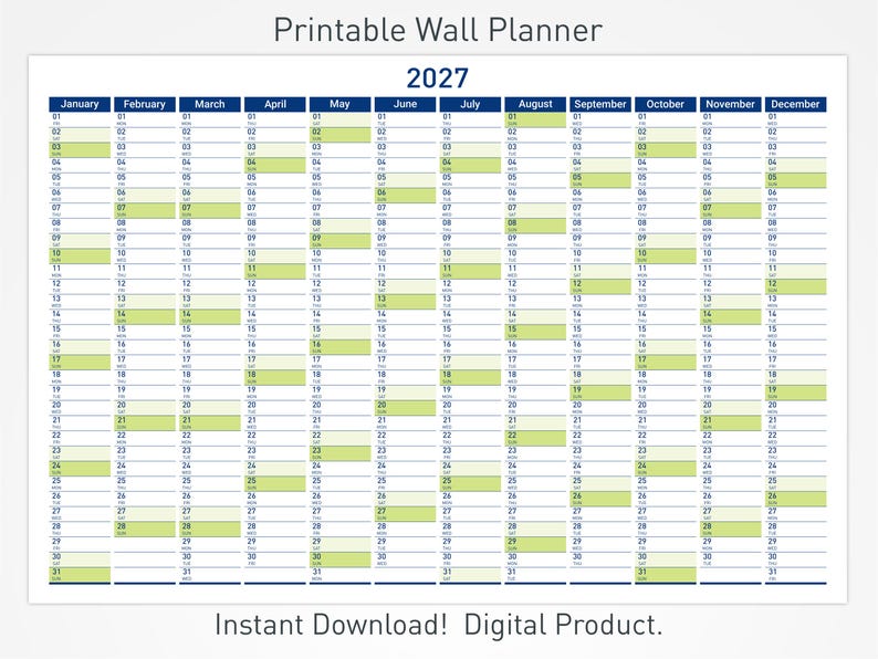 2027 Printable Wall Planner with Minimalist Design, Large Wall Calendar for Office and School image 1
