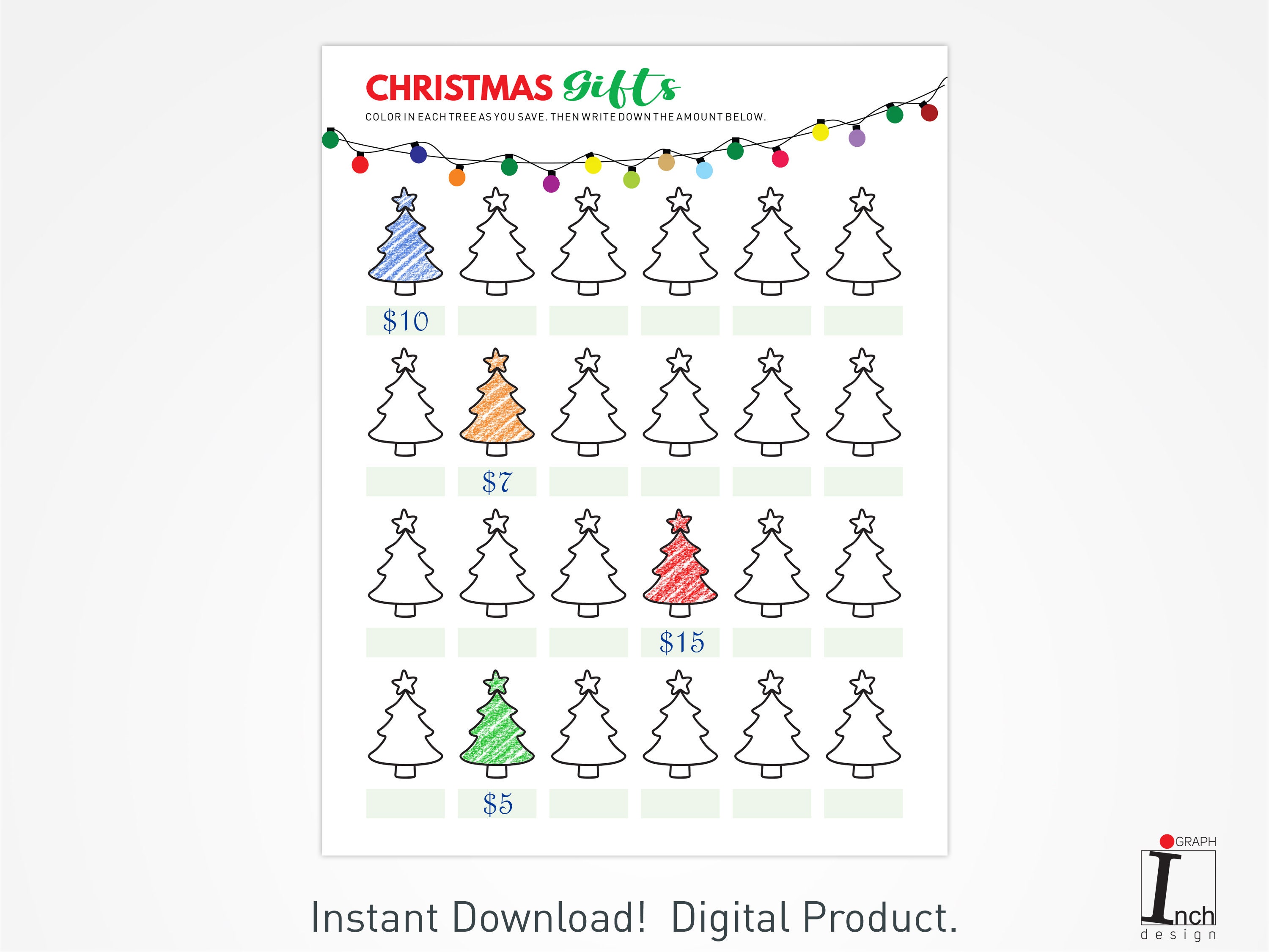 Christmas Savings Challenge Printable Christmas Gifts - Etsy
