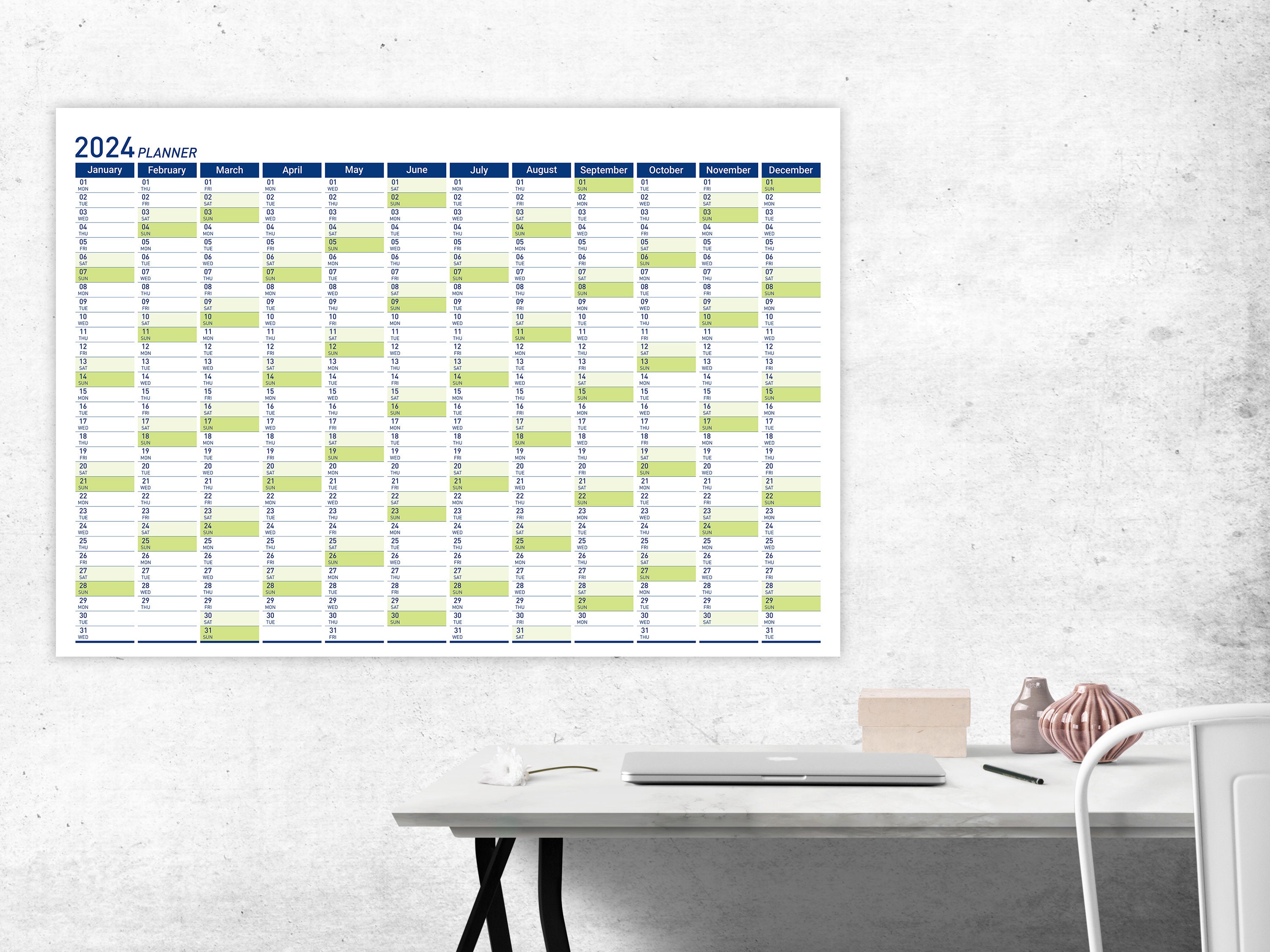 2024 Printable Planner Wall Calendar, Yearly Big Calendar Wall Planner