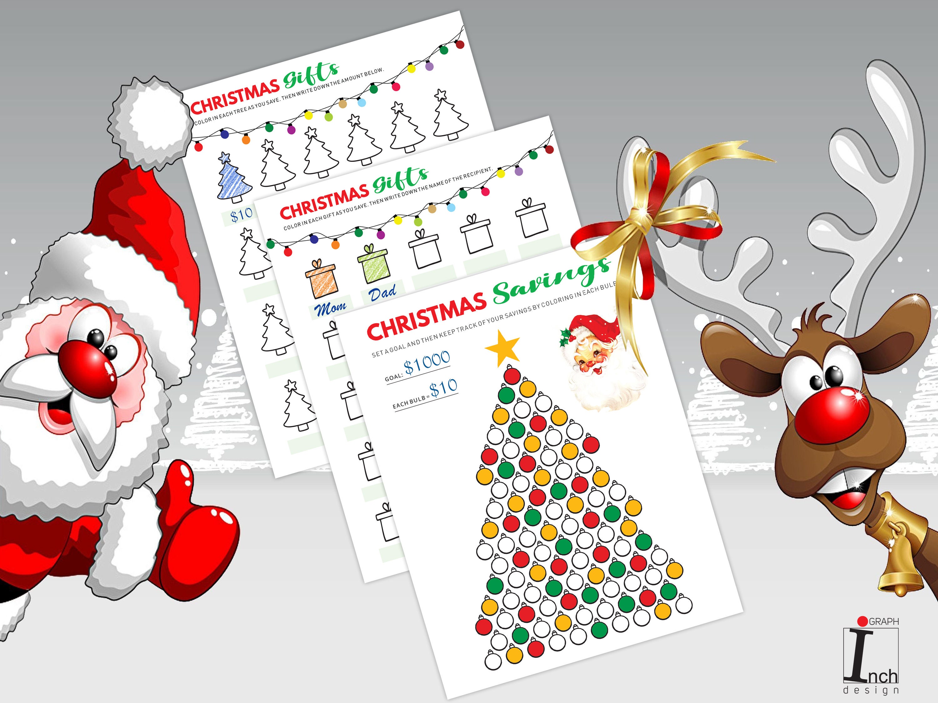 Christmas Savings Challenge, Printable Christmas Gifts, Christmas