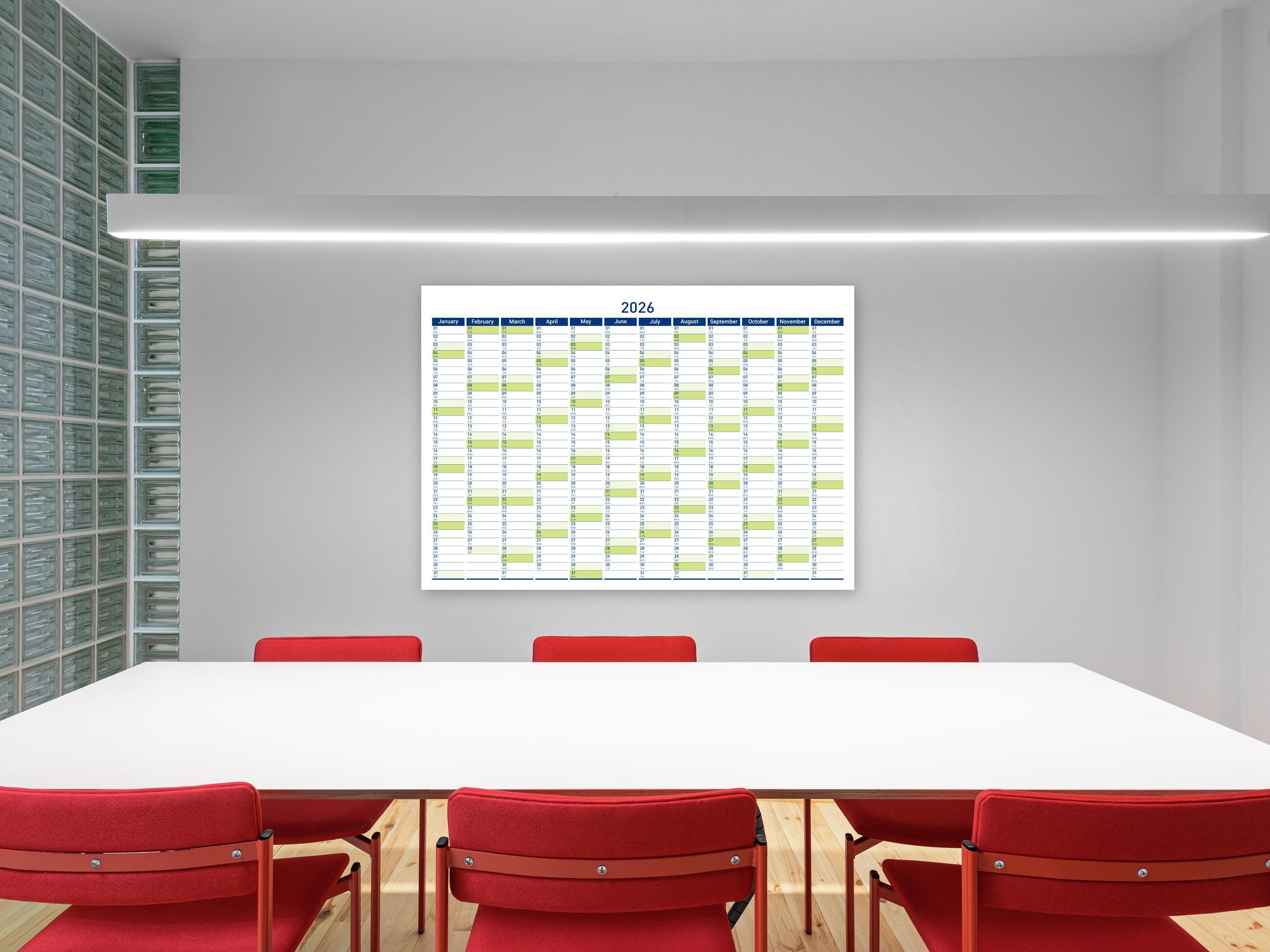 Calendrier Mural 2026 Grand Format Effaçable - Planning Familial, Scolaire Ou Bureau, Design Pliable