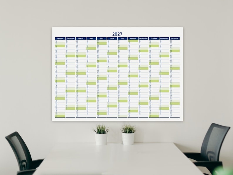2027 Printable Wall Planner with Minimalist Design, Large Wall Calendar for Office and School image 7