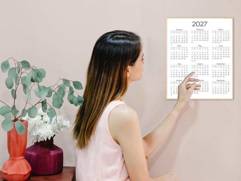 2027 Printable Calendar | Minimalist Calendar | One Page Calendar for Wall image 9