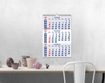 2026 Printable Wall Calendar for Spiral Bound With 3 Months per