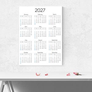 2027 Printable Calendar | Minimalist Calendar | One Page Calendar for Wall image 8