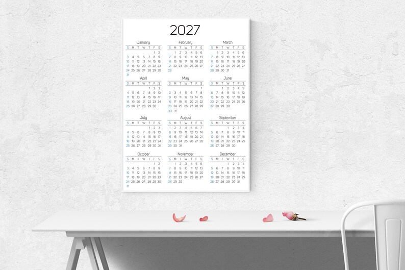 2027 Printable Calendar | Minimalist Calendar | One Page Calendar for Wall image 8